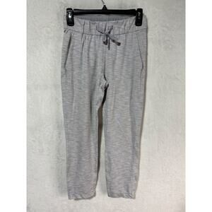 Lululemon On The Fly Gray Drawstring Crop Pants Wee Are From Space Size 2